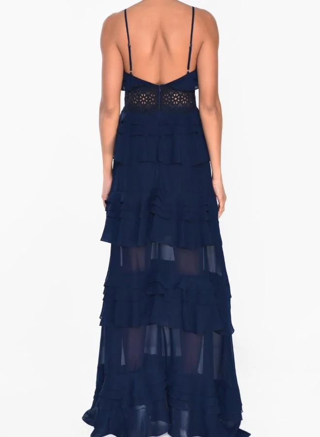 ترو ديكادينس Sophia Deep Plunge Layered Ruffle Maxi Dress
